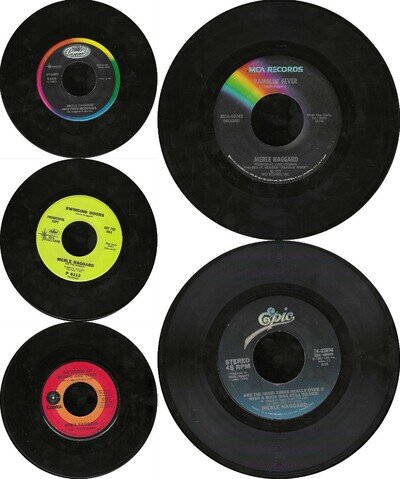 Merle Haggard USA 45s Vinyl Bundle Okie/Swinging Doors/Ramblin' Fever Most VG+