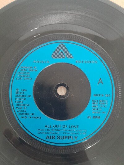 Air supply - All out of love/Old habits die hard on Arista label. Original reco