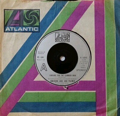 Emerson Lake And Palmer-Fanfare For The Common Man 1977 Vinyl 7" Single.K 10946.