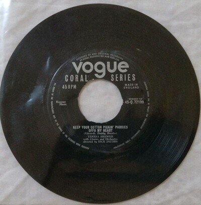Teresa Brewer-Keep Your Cotton Pickin' Paddies Offa My Heart Vinyl 7" Single.