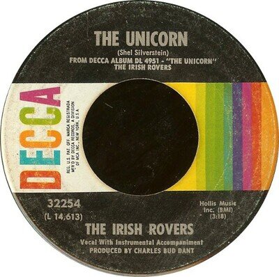 Irish Rovers - Unicorn - Used Vinyl Record 7 - 69 - X8100z