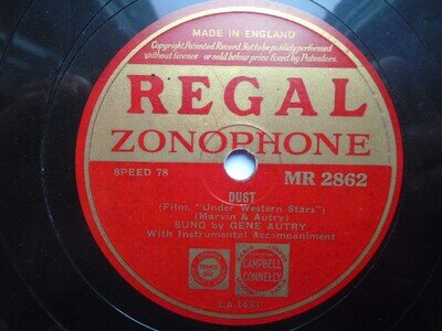 Gene Autry Dust 78 Regal Zonophone MR2862 EX 1950s