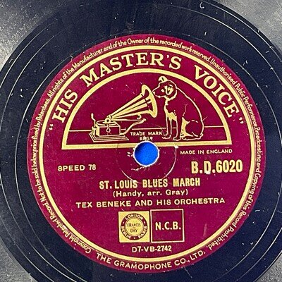 Tex Beneke and HIS Orchestra, Cherokee Canyon/St Louis Blues Ma 78 RPM Record