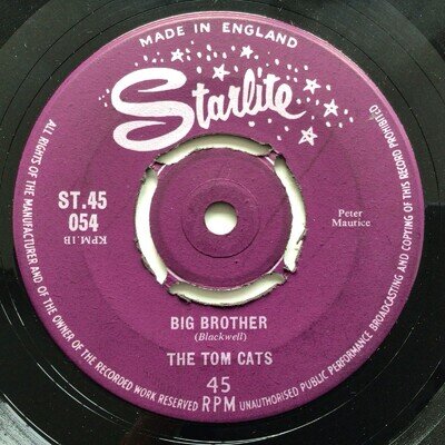 The Tom Cats Tom Tom Cat / Big Brother Vinyl 7” Starlite 7” Single ST.45 054