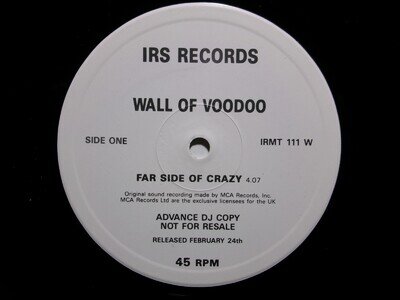 WALL OF VOODOO FAR SIDE OF CRAZY IRS IRMT 111 W NEW WAVE 1 SIDED PROMO