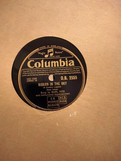Burl Ives-Riders in the sky/Wayfaring Stranger/Woolie Boogie Bee 78 Columbia