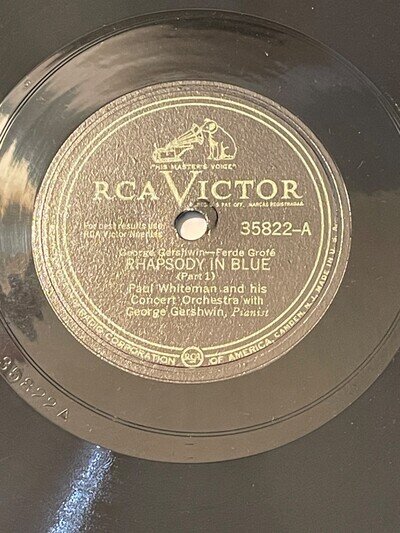 RHAPSODY IN BLUE PART 1 & 2 by PAUL WHITEMAN & GEORGE GERSHWIN on 12 INCH VICTOR