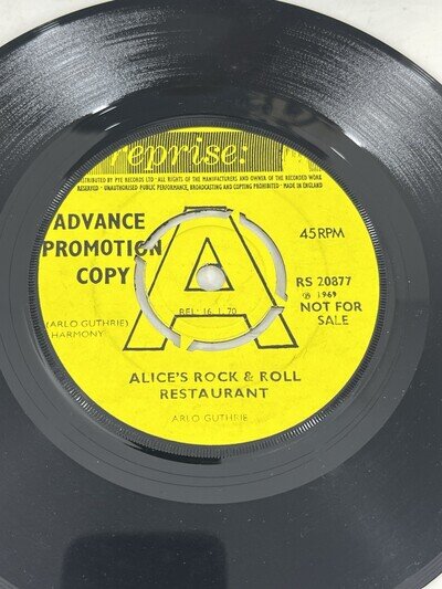 ARLO GUTHRIE Alice's Rock & Roll Restaurant 1970 Reprise UK Promo 7" w/co. sl.