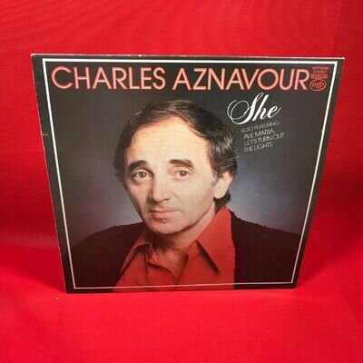 CHARLES AZNAVOUR She 1979 UK vinyl LP Ave Maria Let's Turn Out The Lights then