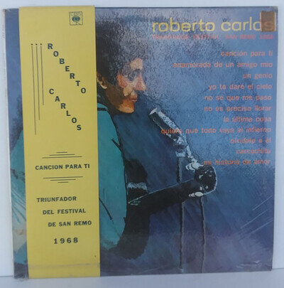 ROBERTO CARLOS FACTORY SEALED LP MEXICO 1968 WINNER OF SAN REMO ORIGINAL BANNER