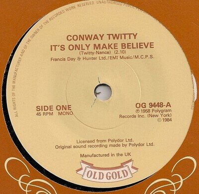 Conway Twitty - It's Only Make Believe / Mona Lisa - Used Vinyl Recor - X8100z