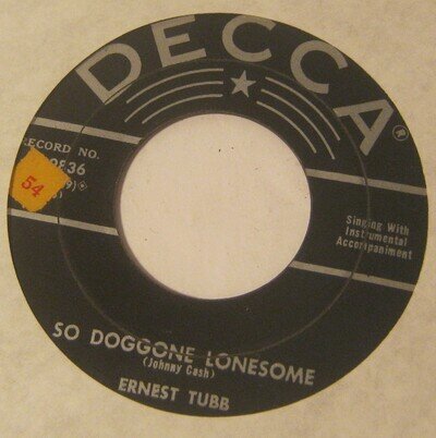 So Doggone Lonesome ERNEST TUBB 45 Phonograph Record!!