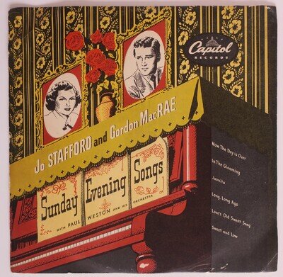 Jo Stafford & Gordon MacRae - ‘Sunday Evening Songs’ 10” LP 33 RPM vinyl side 2