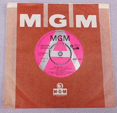 THE COWSILLS WE CAN FLY / TIME FOR REMEMBRANCE UK MGM 7" PROMO DEMO VINYL SINGLE