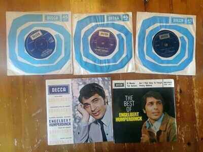 Bundle of 5 7" Singles by Engelbert Humperdinck Inc 2 EPs & 4 Singapore Releases