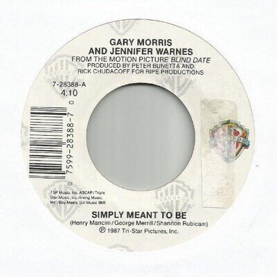 Gary Morris & Jennifer Warnes - 7" - Simply Meant To Be - USA - 1987 - LC - EX/M