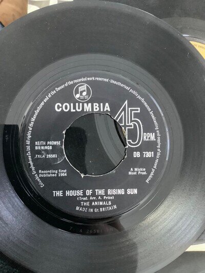 The Animals. House of the rising sun. . 7” vinyl. 1964. Columbia