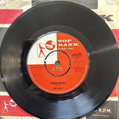 JACK SCOTT - Burning Bridges 7” Single Vinyl Record 1960 Top Rank JAR375 Vg+