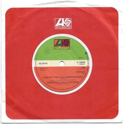Fanfare For The Common Man by Emerson Lake & Palmer 7" single 1977 K 10946 *VG+*