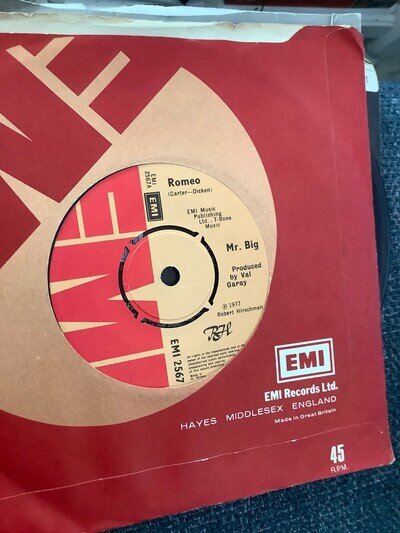 MR BIG. Romeo. 7” vinyl. EMI records. 1977