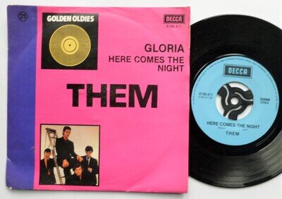Them Gloria 7" Decca 6198417 EX/VG 1970s made in Belgium, picture sleeve