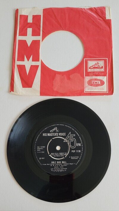 Burl Ives Ugly Bug Ball 7" Single His Master's Voice POP 1178 UK 1963