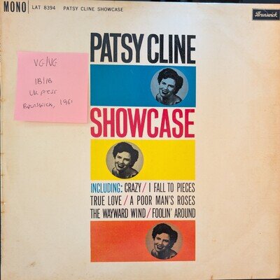 Patsy Cline Showcase Vinyl Record VG/VG LAT8394 1961