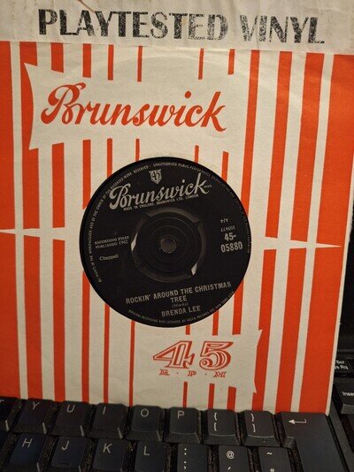 BRENDA LEE ROCKIN AROUND THE CHRISTMAS TREE / PAPA NOEL BRUNSWICK VINYL VG++ 7"