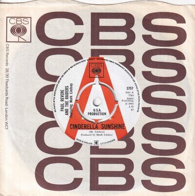 60s Pop PAUL REVERE & THE RAIDERS cinderella UK A Label Promo 7" Vinyl 45 Mint
