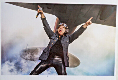 BRUCE DICKINSON IRON MAIDEN, AUTOGRAPHED A4 PHOTOGRAPH.