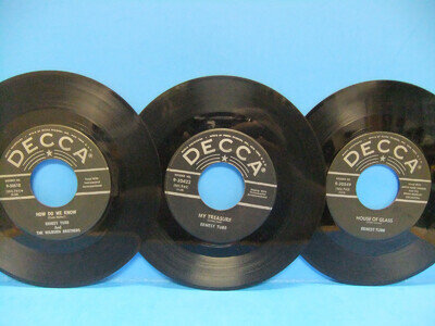 Ernest Tubb 45 LOT Hey, Mr Bluebird Decca 30610 House Of Glass 30549 My Treasure