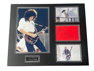 Brian May Queen Hand Signed Mounted Autograph Display 40x50 cm COA
