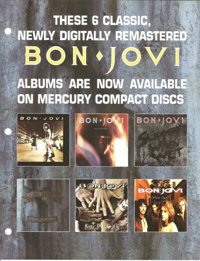 BON JOVI Rare VINTAGE 1999 DOUBLE SIDED PROMO TRADE AD Poster for Reissue CD