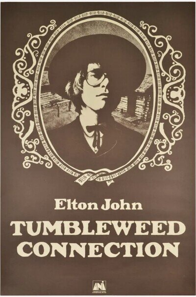 RaRe VinTagE 1970 ELTON JOHN TUMBLEWEED CONNECTION POSTER UNI