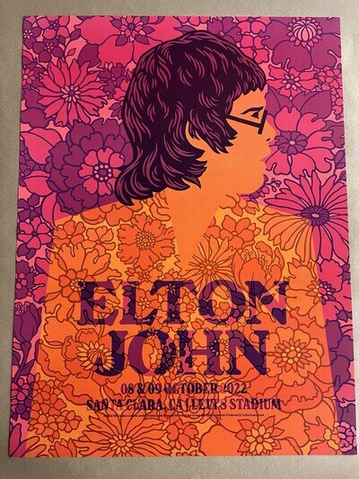 Elton John Santa Clara CA Farewell Yellow Brick Road Tour Poster 10/8-9/2022