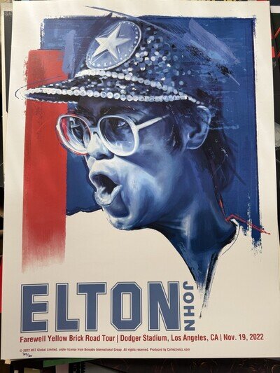 ELTON JOHN Dodger Stadium Los Angeles 2022 Final U.S. Shows! #365/500 LA