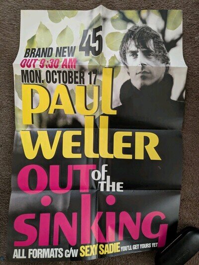 PAUL WELLER: "OUT OF THE SINKING" Promotional Poster . Rock Music . EX / MINT