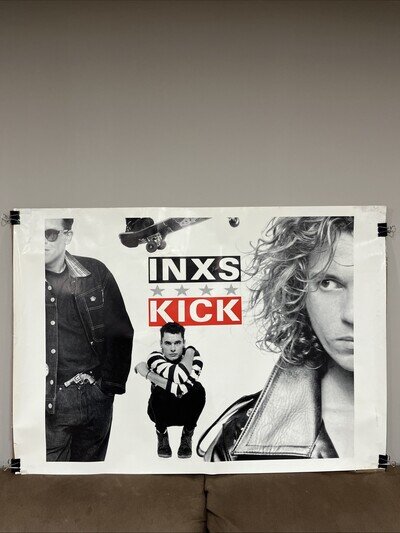 Vintage INXS KICK Poster 35.25” X 25.25” Has Stains And Tape Marks