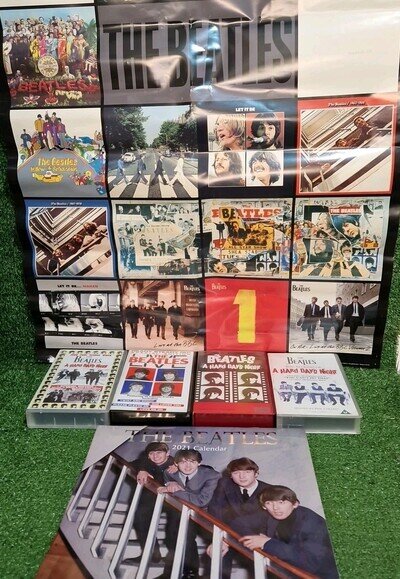 The Beatles Memorabilia VHS Movies, Albums Poster & 2021 Calendar Bundle