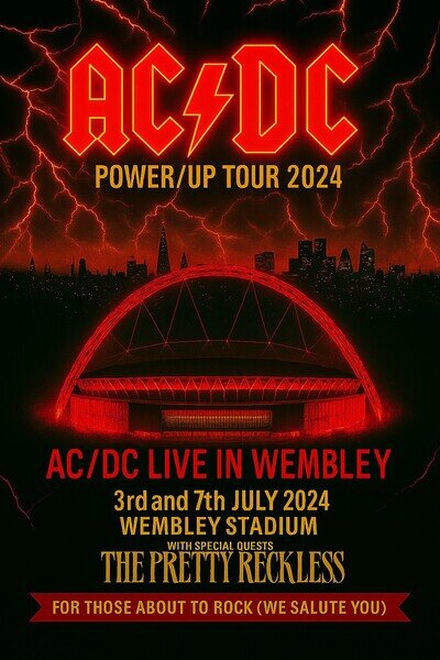 AC/DC Wembley 2024 Tour Poster Limited Edition Poster A4 Unframed