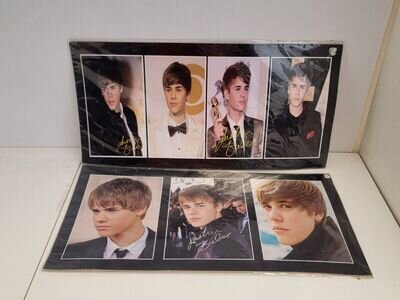 Vintage Justin Bieber 20x10 Size Photo Set of 2 , 7 Photos Autograph Print