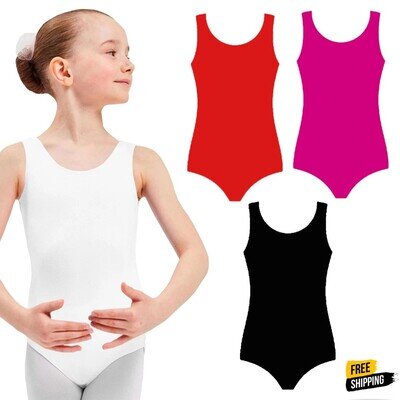 Girls Cotton Sleeveless Leotard Child Kids Dance Gymnastics Swimming Bodysuits