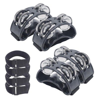 4 Pcs Foot Tambourine, Foot Shaker Percussion Pedal Drum, Steel Jingle Bells