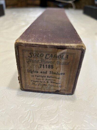 SOLO CAROLA Player Piano Roll 1913 Lights And Shadows Nierman Hand Played Record