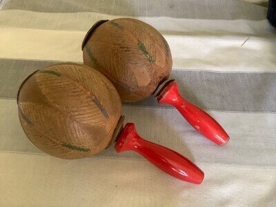 Vintage Carved Wooden Maracas