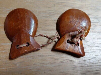Vintage Hand Carved Wood Castanets