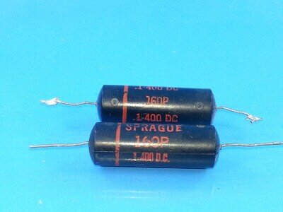 SPRAGUE Black Beauty .1uF 400DC 160P Matched Pair Vintage Capacitor Guitar Tone