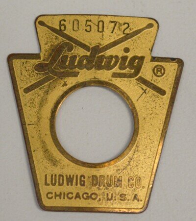 VINTAGE LUDWIG KEYSTONE DRUM BADGE WITH SERIAL NUMBER