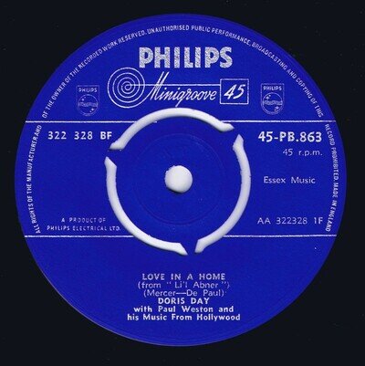 DORIS DAY 1958 UK 7" 45 - LOVE IN A HOME