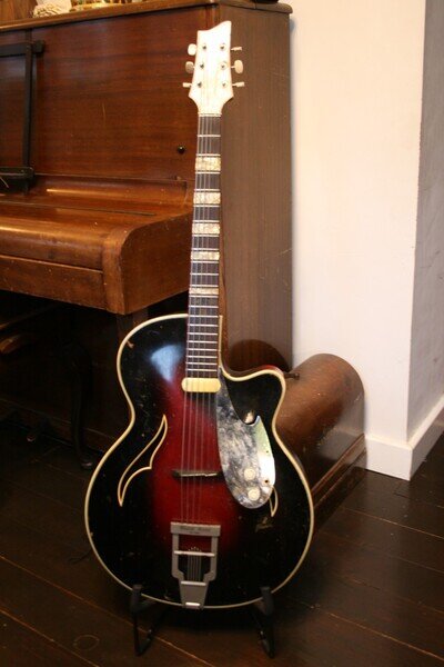 Vintage 1950's Framus Black Rose de luxe jazz archtop electric guitar blues
